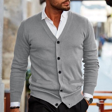 Mens Autumn Winter V Neck Vintage Sweater Cardigan