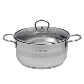 GARNEK Z POKRYWKĄ STALOWY GAZ INDUKCJA 3L KAMILLE