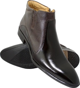 BUTY TRZEWIKI MĘSKIE SKÓRA CZARNY BRĄZ 41 27,5 cm