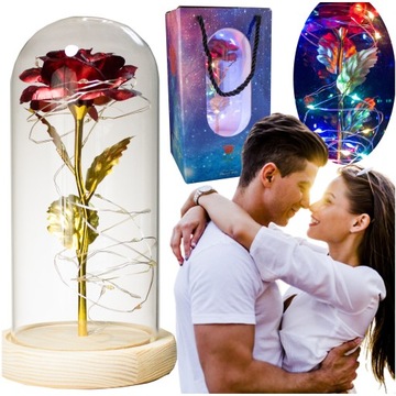 ИСКУССТВЕННАЯ ВЕЧНАЯ РОЗА В СТЕКЛЯННОМ КУПОЛЕ В СТЕКЛЯННОМ ПОДАРКЕ НА ДЕНЬ РОЖДЕНИЯ ДЛЯ НЕЕ
