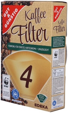 Filtry do kawy papierowe rozmiar 4 100szt Edeka DE do ekspresu ekspresów
