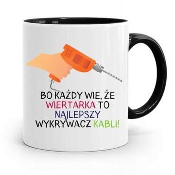 KUBEK CZARNY BUDOWLAŃCA MAJSTRA FACHOWCA PREZENT z Nadrukiem ze Zdjęciem