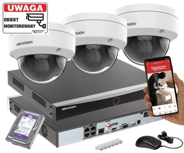MONITORING PODWÓRKA OGRODU DOMU KAMERY IP HIKVISION ACUSENSE ZESTAW KAMER