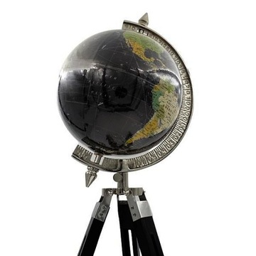CZARNY GLOBUS NA DREWNIANY TRÓJNÓG KOLONIALNY STYl