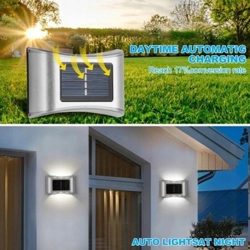 LAMPKI SOLARNE ŚCIENNA KINKIET OGRODOWE LED 4 SZT