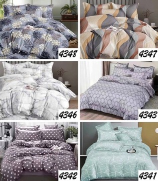 KOMPLET POŚCIEL BAWEŁNIANA 200x220 +2 POSZEWKI DWUSTRONNA NOWOCZESNE WZORY