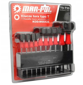 KLUCZE TORX TYPU T T9-T50 10 ELEMENTÓW