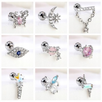 ZS 18G 1 шт. милые серьги-гвоздики в форме сердца розовые Crys