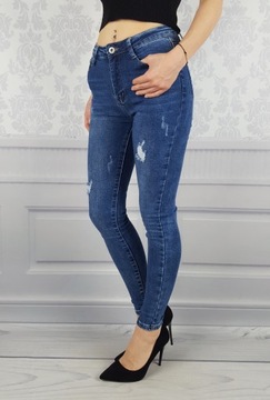 # KLASYCZNE DAMSKIE SPODNIE JEANSOWE RURKI BLUE MIKI #