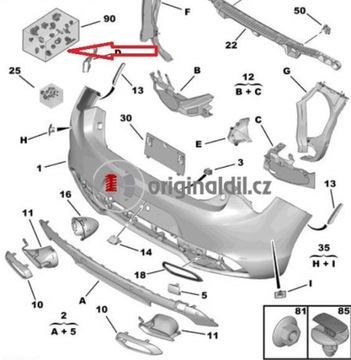 CITROEN DS5 SADA MONTÁŽ ZADNÍHO NÁRAZNÍKU 1610438180