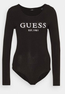 GUESS czarne body damskie bawełniane długi rękaw logo L