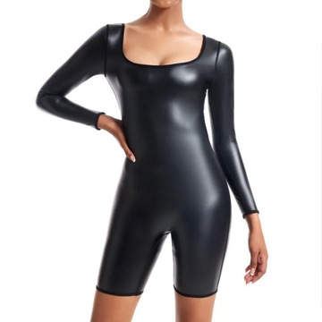 Women Leather Bodysuit Full Body Shaper Tummy Cont