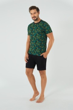 Piżama Męska Italian Fashion Chill kr. ręk. kr. spod. czarny/druk roz. XXL