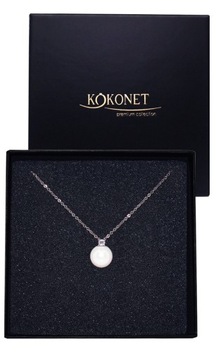 Minimalistyczny Naszyjnik z perełką ślubny srebrny dla PANNY MŁODEJ vintage