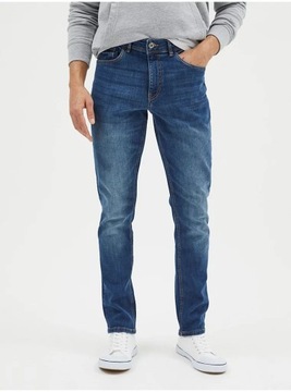 SPODNIE GRANATOWE JEANSOWE DŁUGIE ZWĘŻANE KLASYCZNE SLIM FIT GEORGE 30