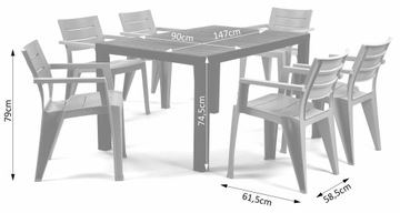 KETER Julie Комплект столов и стульев 6+1 из пластика ORANGE Мебель для террасы