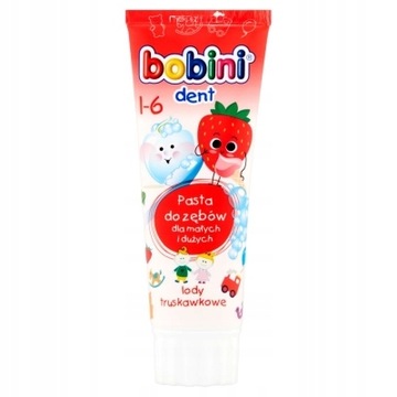 Pasta do zębów 1-6 lat lody truskawkowe pasta dla dzieci Bobini 75ml
