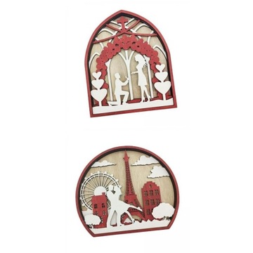s-2 szt. Blat drewniany romantyczny ornament para