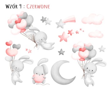 ЗАЙЧИКИ ШАРЫ Наклейки на стену 75х42 см SDB13XS