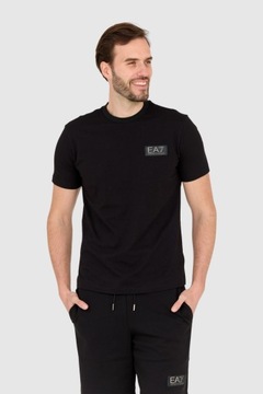 EA7 Czarny męski t-shirt z naszywką z logo S