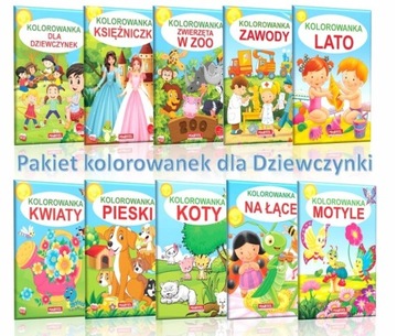 MEGA ZESTAW 10 KOLOROWANEK dla Dziewczynki A4