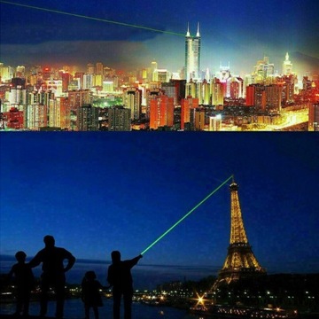 POTĘŻNY LASER ZIELONY WSKAZNIK LASEROWY WIELKA AKU + ŁADOWARKA I NAKŁADKA