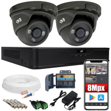 ZESTAW MONITORINGU 2 KAMERY KOPUŁKOWE 8MPX DVS