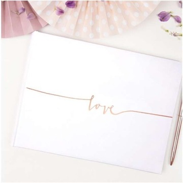 Księga Gości Weselnych BIAŁA napis ZŁOTY GUEST