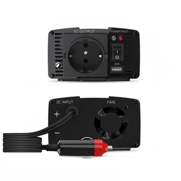 Przetwornica samochodowa GreenCell 12V 150W 300W Sinus USB do auta do tira