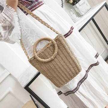 Pleciony KOSZYK TOREBKA DO RĘKI NA RAMIĘ Boho styl