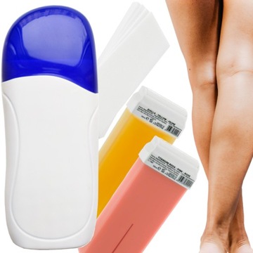 Zestaw DEPILACJA podgrzewacz do wosku w rolce 2x wosk w rolce 100ml + paski