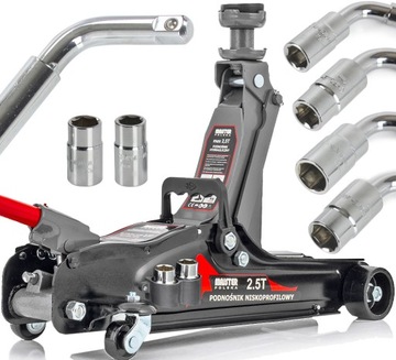 АВТОМОБИЛЬНЫЙ ПОДЪЕМНИК НИЗКИЙ ДОМКРАТ FROG 2,5T 2x РЕЗИНОВЫЙ + КЛЮЧ С РАЗЪЕМАМИ