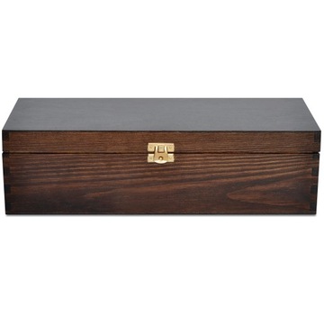 Коричневая деревянная шкатулка для вина в декупаже