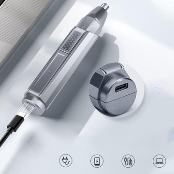 USB-триммер 3 в 1: набор для ухода за носом, бровями и бородой.