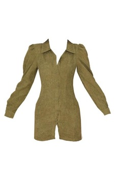 ПЛАТЬЕ-РУБАШКА F0D108 ХАКИ PRETTYLITTLETHING S