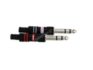 Wtyk duży JACK 6,3mm STEREO na kabel niklowany 6mm