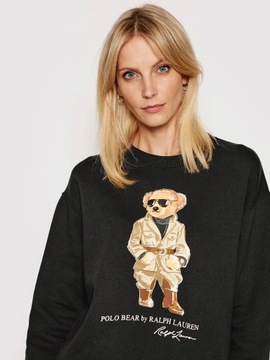 bluza damska polo ralph lauren bear premium hoodie miś bez kaptura czarna