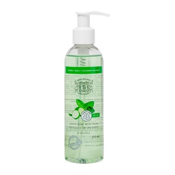 Delikatne mydło w płynie z solanką Ogórek i mięta, 200 ml butelka z pompką