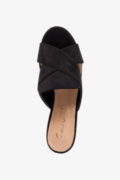 ЭЛЕГАНТНЫЕ ЖЕНСКИЕ ТАПОЧКИ С ДЕКОРАТИВНЫМ БЛОКОМ, КРИСТАЛЛЫ, КОЖАНАЯ Стелька, размер 40