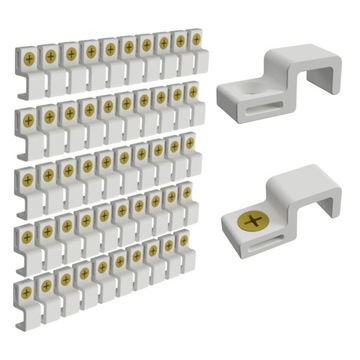 DELOSPRO 50x UCHWYT NA KABEL 8 MM BIAŁY PŁASKI MONTAŻOWY ODPORNY Z WKRĘTEM