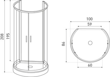 ДУШЕВАЯ КАБИНА НАСТЕННАЯ 100x86x208