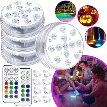 4 SZT. ŚWIATŁA LED RGB DO AKWARIUM, WAZONU, FONTANNY, JACUZZI, BASENU