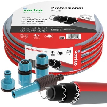 WĄŻ OGRODOWY ZBROJONY 6-WARSTWOWY 30BAR 3/4 20M +ZŁĄCZKI ZRASZACZ POLSKI