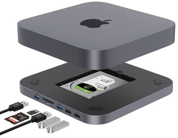 Концентратор MC25 7 в 1 USB M.2 SSD SATA 2,5 дюйма Mac Mini 2018-20 M1 M2 Устройство чтения карт SD