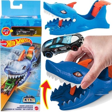 HOT WHEELS WYRZUTNIA Z REKINEM + AUTKO GVF43 REKIN TOR SAMOCHODOWY