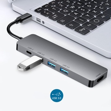 Адаптер HUB 5in1 USB-C HDMI 4K Macbook M1 M2 M3 PRO AIR