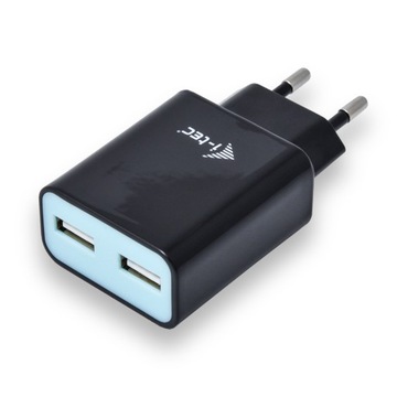 Зарядное устройство USB, 2 порта, 2,4 А, черное, 2 порта USB