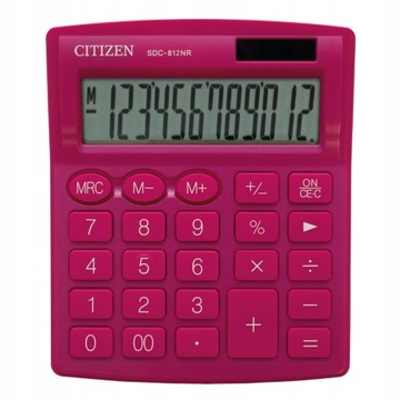 Citizen kalkulator biurowy SDC 812 NRPKE 12 cyfr różowy procenty