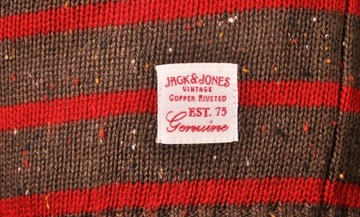 JACK AND JONES sweter GREEN RED crew neck RON _ L