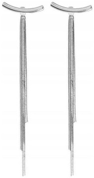 Kolczyki srebrne wiszące długie łańcuszek nitki